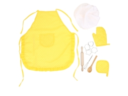 Primerox conjunto de Chef Infantil 11 Peças Avental Chapéu Luva Cortadores de Biscoitos Amarelo
