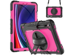 Capa de silicone para PC com suporte, capa antipoeira e película de tecido PET para Samsung Galaxy Tab S9, branco/rosa (X710 X716B X718U)