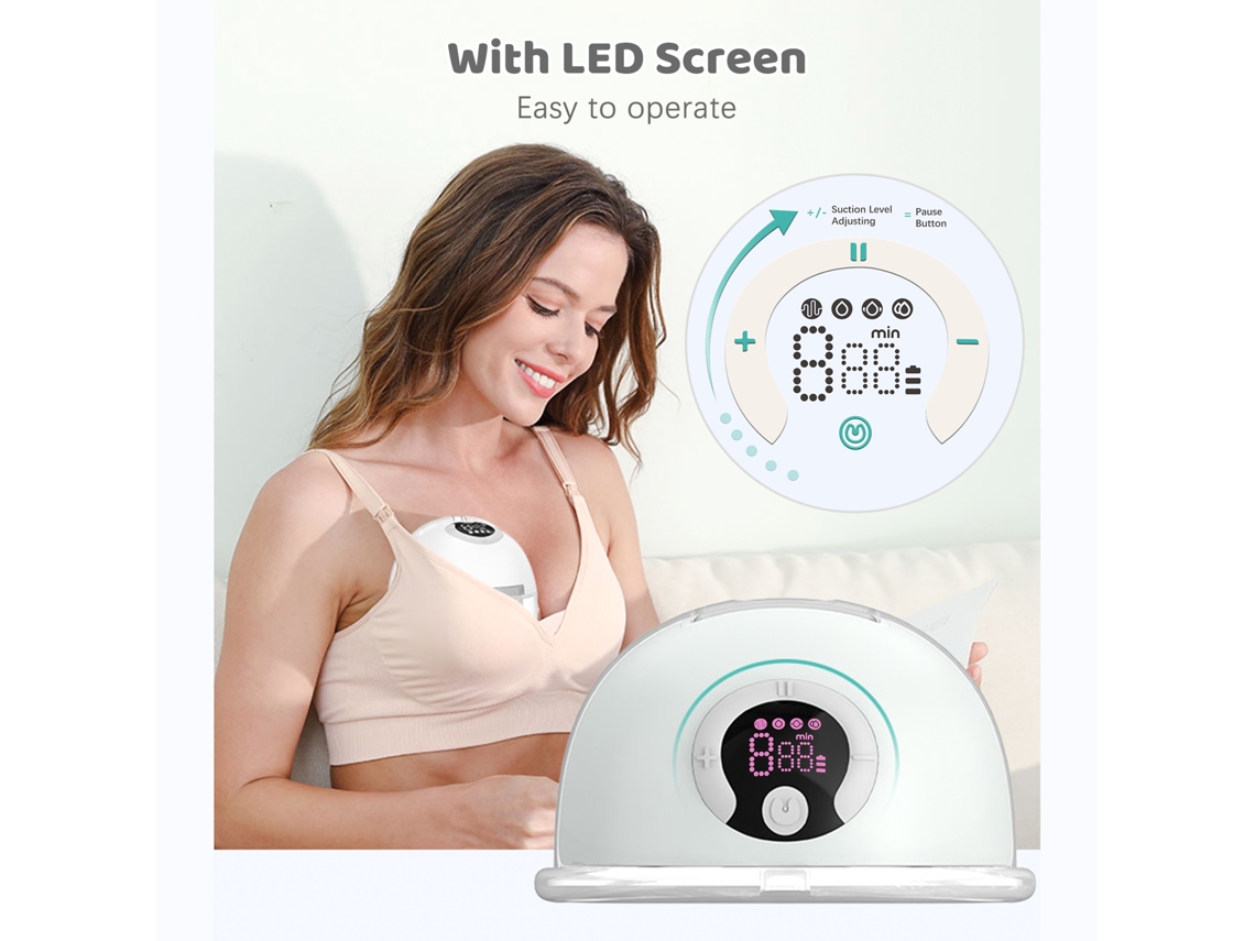 Mali bomba de Leite Portátil Elétrica Sem Mãos 4 Modos 9 Níveis de Sucção 180ml Silicone 24mm