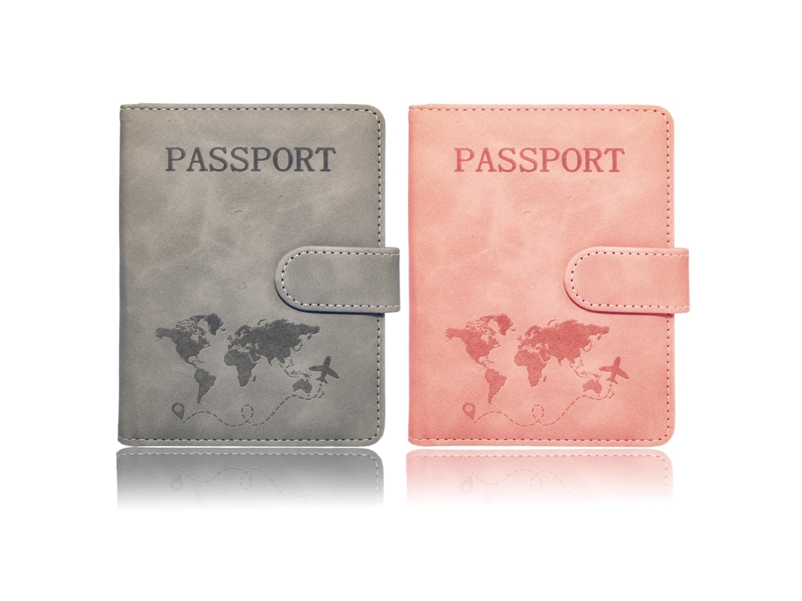 Conjunto De 2 Porta-passaportes, Com Proteção Rfid, Compartimentos Para Cartões E Documentos