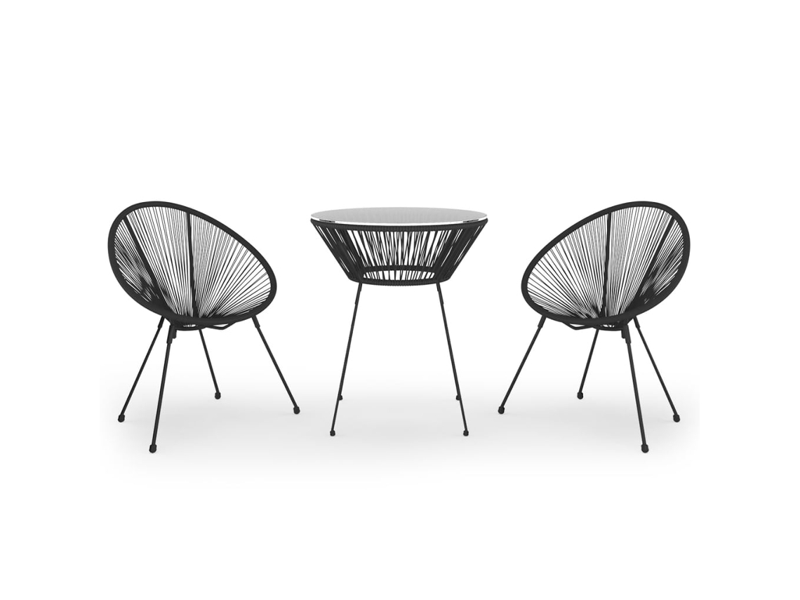 Maison Exclusive - 3 Pcs Conjunto De Jantar Para Jardim Preto