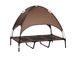Carrinho de Passeio Dobrável para Pets Cães e Gatos, Bolsa Removível, Alças de Ombro, 4 Rodas com Freio, Oxford 600d 81x58x97,5cm, Caqui.