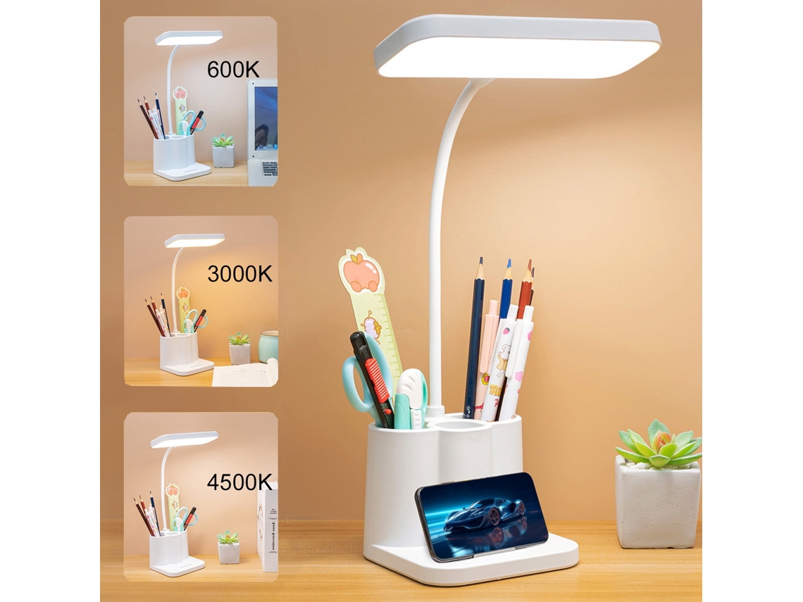 Luminária de mesa LED com carregador sem fio