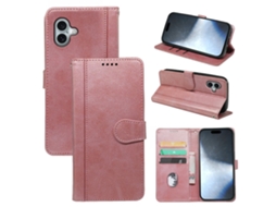 Capa Em Couro Pu Textura De Gémeo, Com Suporte Para Apple Iphone 16 - Ouro Rosa