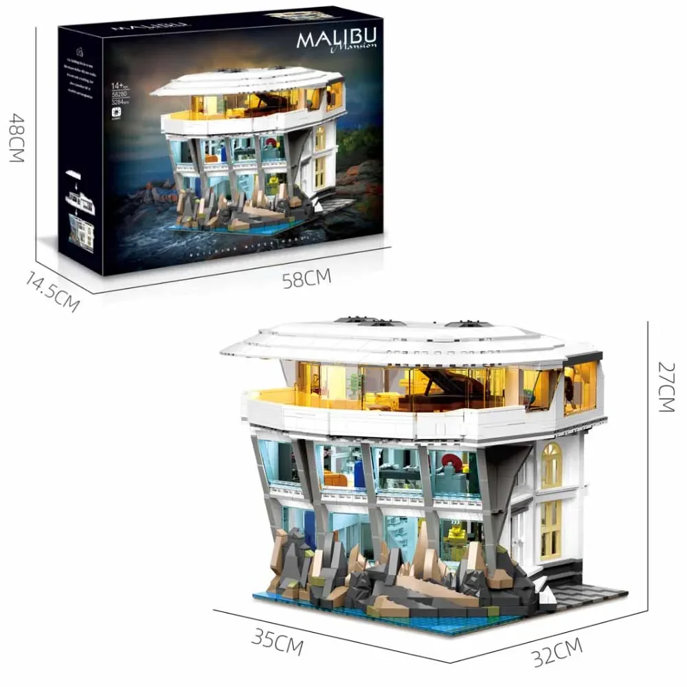 (branco) Bloco De Montar Com Luzes - Modelo Arquitetônico - Brinquedo De Montar - Quebra-cabeça Faça Você Mesmo