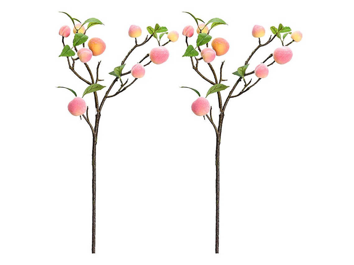 Fruta Artificial Pequenas Ramos de Pêssego Rosa Pack de 2 LAXISCREED