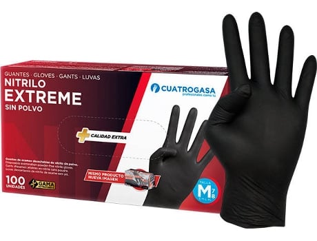 Luvas de Nitrilo CUATROGASA Extreme (Preto - Tam: S)