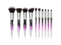 Conjunto de Pincéis de Maquiagem Linjou com Cabo de Cristal 10pcs Pincéis Profissionais