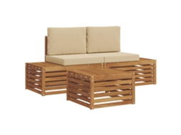 Maison Exclusive - Conjunto De Sofás Para Exterior Natural E Bege 59 X 59 X 37 Cm