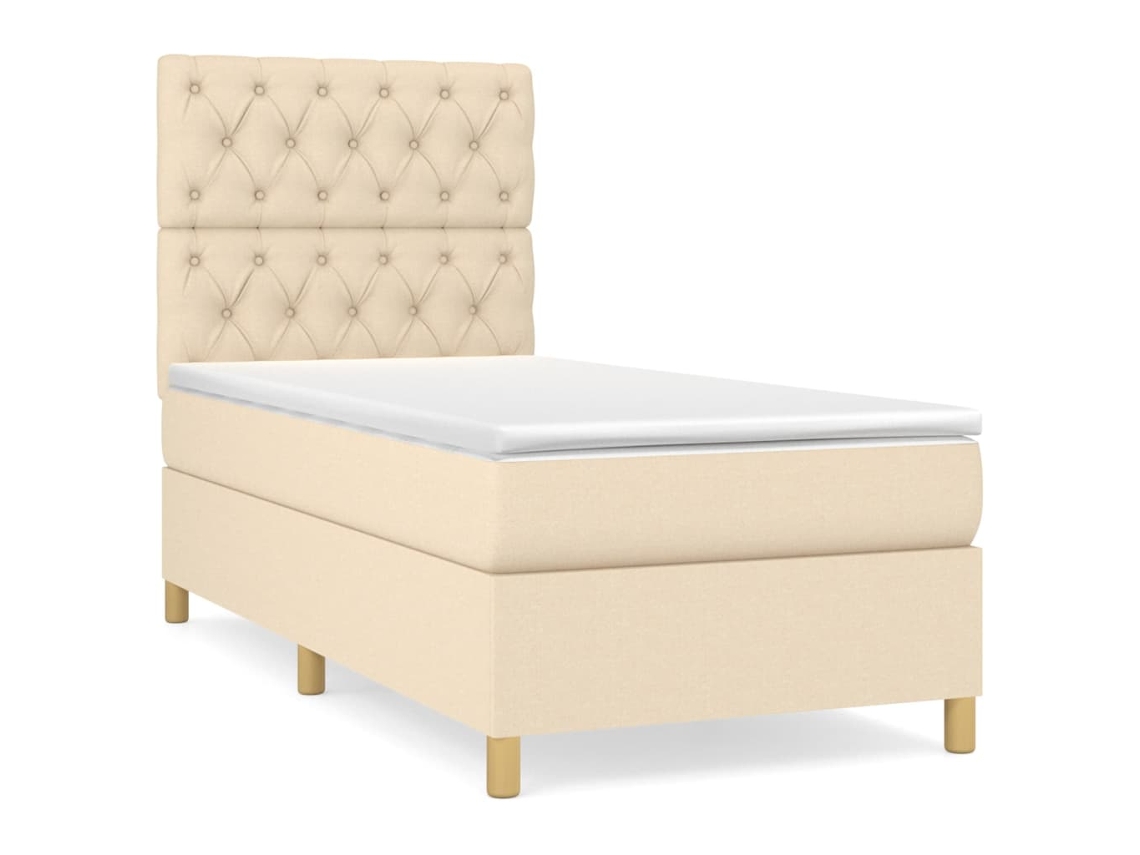 vidaXL Cama com molas/colchão 80x200 cm tecido cor crème