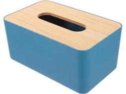 Porta-lenços Com Tampa De Madeira Natural, Azul Simples.