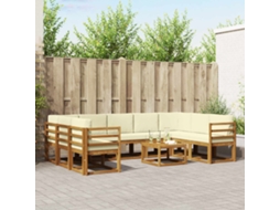 Vidaxl Conjunto De Sofás Para Exterior 10 Unid. Natural E Creme