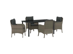 Maison Exclusive - Conjunto De Jantar Para Jardim 5 Pcs Cinzeto Vime Pe