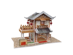 Quebra-cabeça 3d Estilo Mundo Chinês Oriental Com Música Tradicional E Loja De Chá, 17x11x11 Cm.