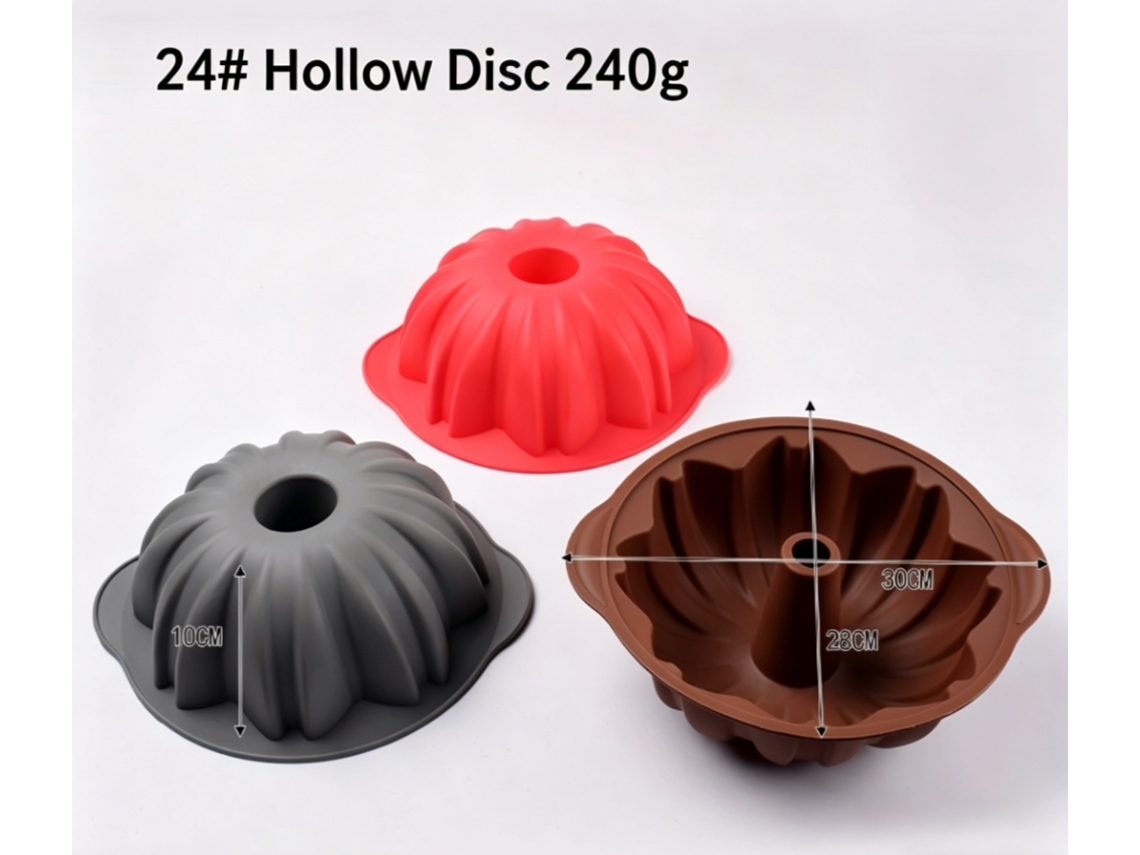 Forma De Silicone Para Bolo Bundt Grande - Cinza, 30cm, Resistente Ao Calor, Para Confeitaria