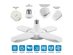 Lâmpada Led E26 38w Pasta Quatro Folhas Deformável Para Garagem Loja Lar
