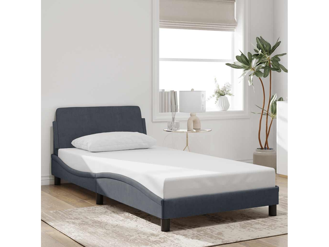 Vidaxl Estrutura De Cama Dover 100x200 Cm Veludo Cinzento-escuro