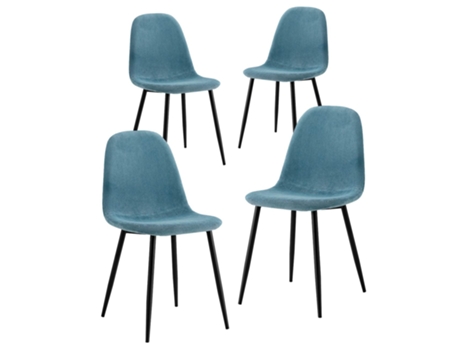 Conjunto de Cadeiras de Sala de Estar WEHOME Bella com 4 Cadeiras Azul Marinho