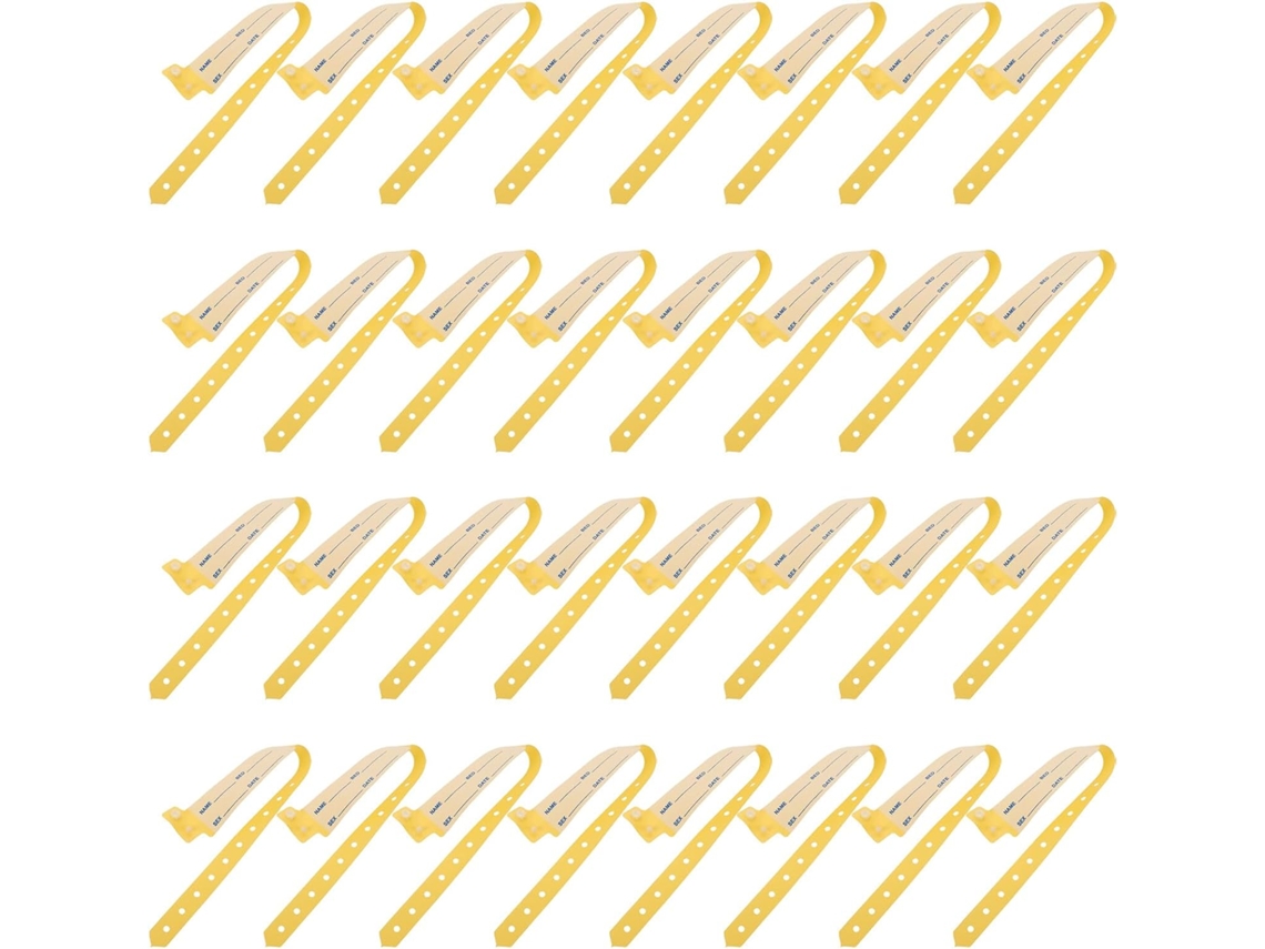 Pulseiras descartáveis de identificação médica Holibanna para adultos, tamanho ajustável, amarelas, pacote com 100 unidades.