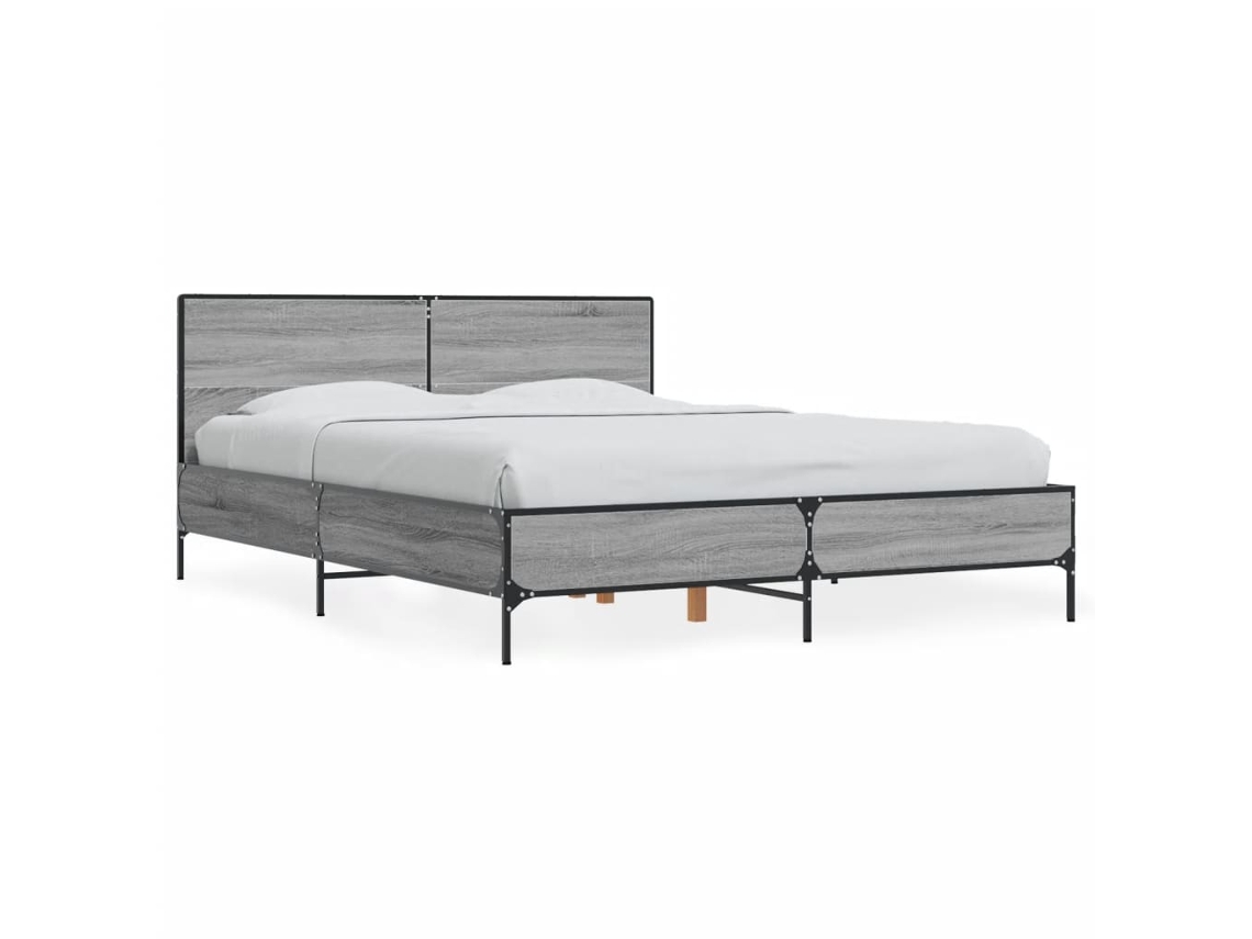 Bed Frame, Bed Frames Vidaxl Cinzeto Madeira Processada (120 X 190 Cm)