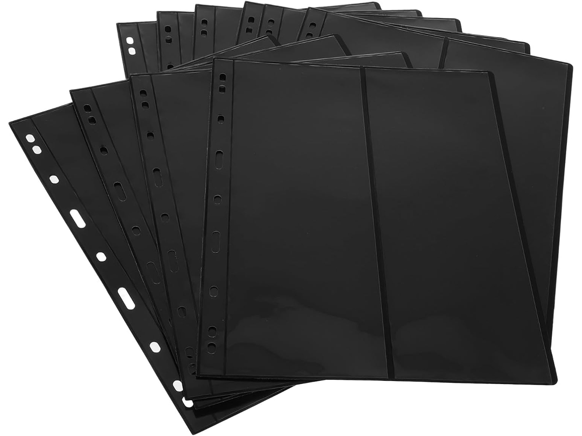 Lifkome Pages Intérieures For Album De Timbres À Neuf Trous - 10 Pieces - Double Face - Fond Noir