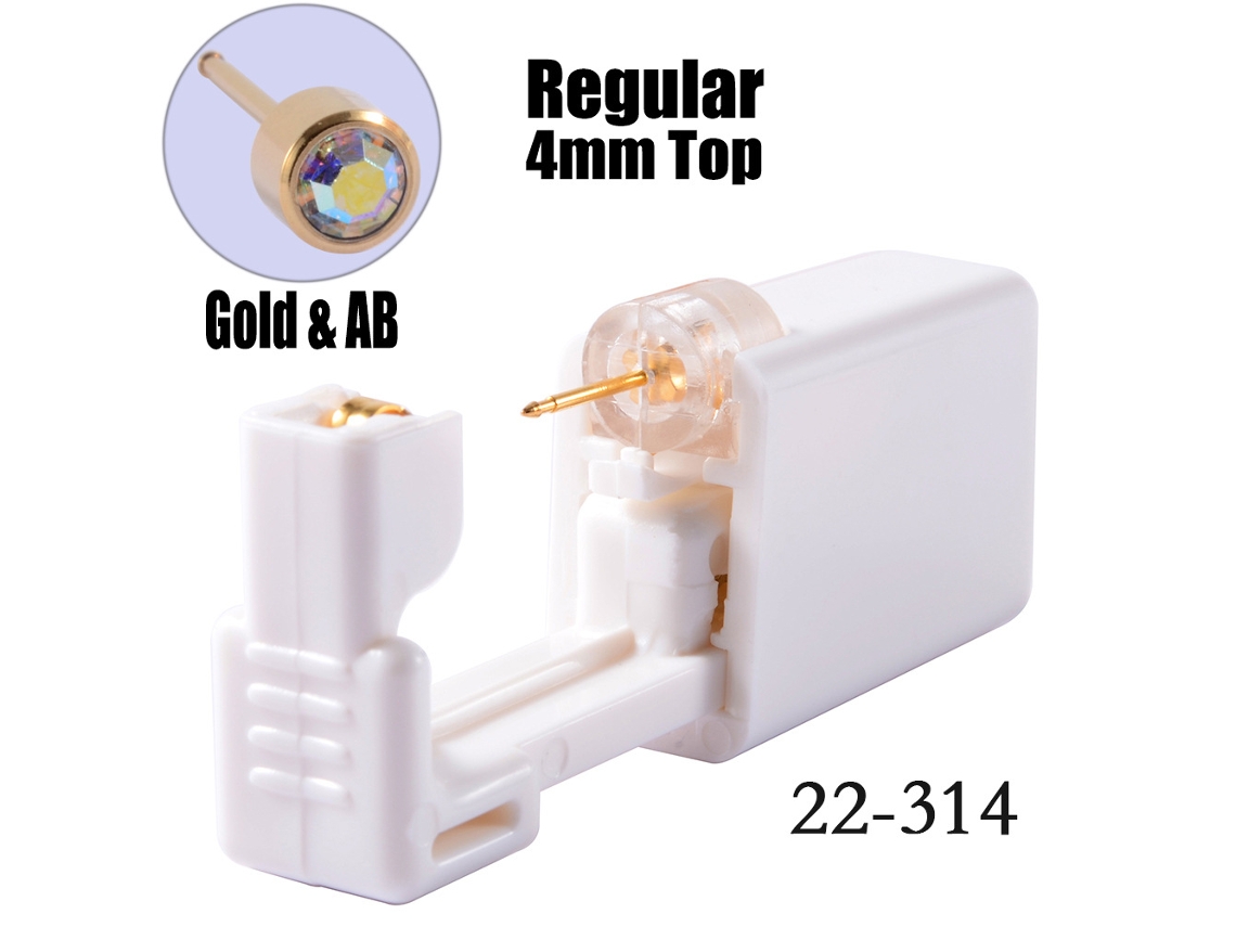 Piercing De Orelha, Descartáveis ​​para Perfuração Da Orelha, Com Brincos De Aço Inoxidável Dourado De 4 Mm, 1 Par (diamantes Coloridos) Spqment