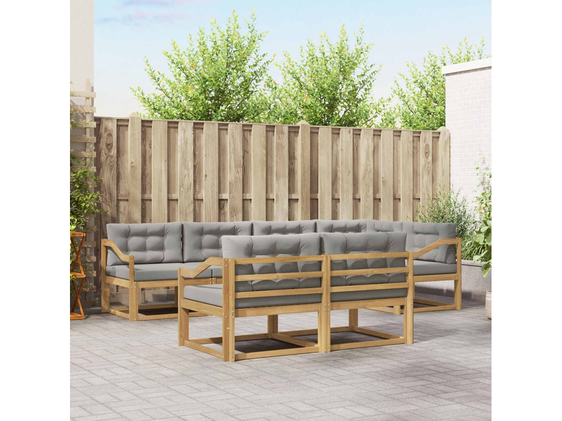 Vidaxl Conjunto De Sofás Para Exterior 6 Unid. Branco E Cinzento-claro