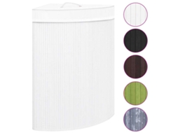 Vidaxl Cesto De Canto Para Roupa Suja 60 L Bambu Branco