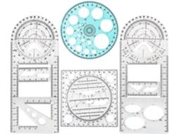 Conjunto De 4 Réguas Geométricas Multifuncionais Para Desenho, Réguas