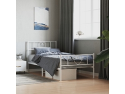 Vidaxl Estrutura De Cama Com Cabeceira E Pés 75x190 Cm Metal Branco