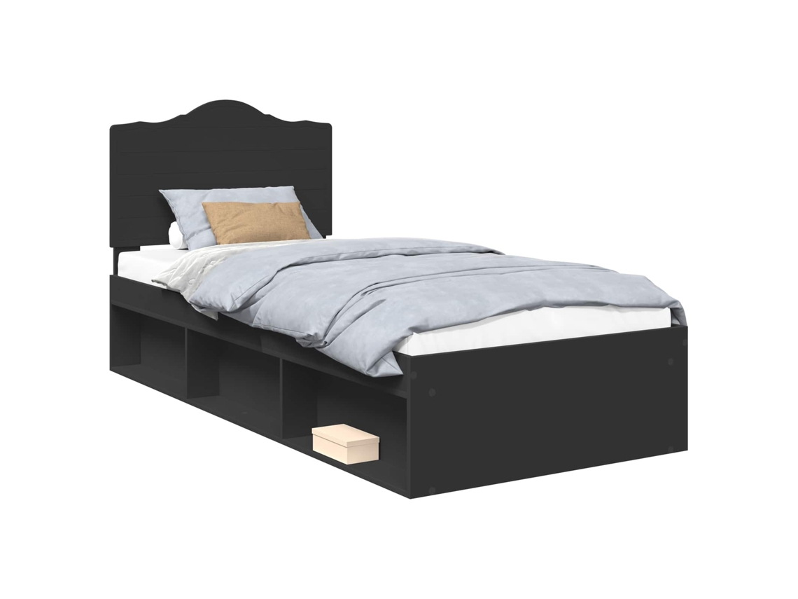 Estrutura da Cama Preto 100x200 cm Madeira de Pinheiro Sólida MAISON EXCLUSIVE