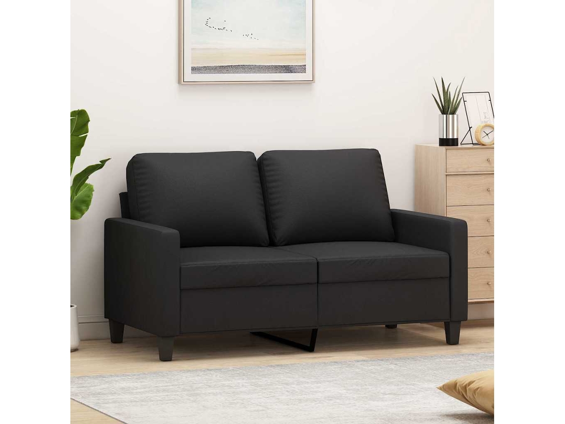 Vidaxl Sofá de 2 Lugares 120 Cm Couro Artificial Preto