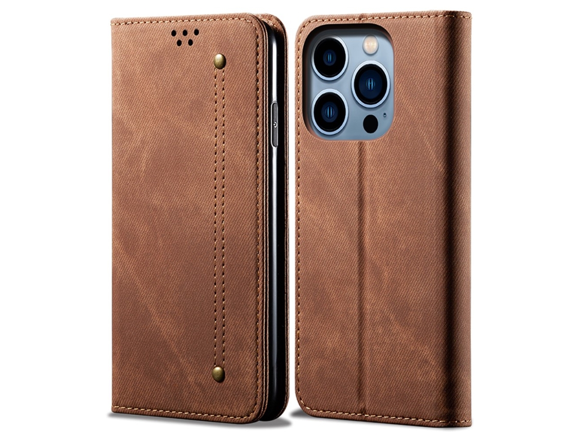 Capa Em Couro Pu Anti-queda Para Apple Iphone 16 Pro Max - Café