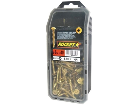 Parafuso Rocket 6x40 Mm Aço Dicromado Cabeça Escareada Rosca Completa