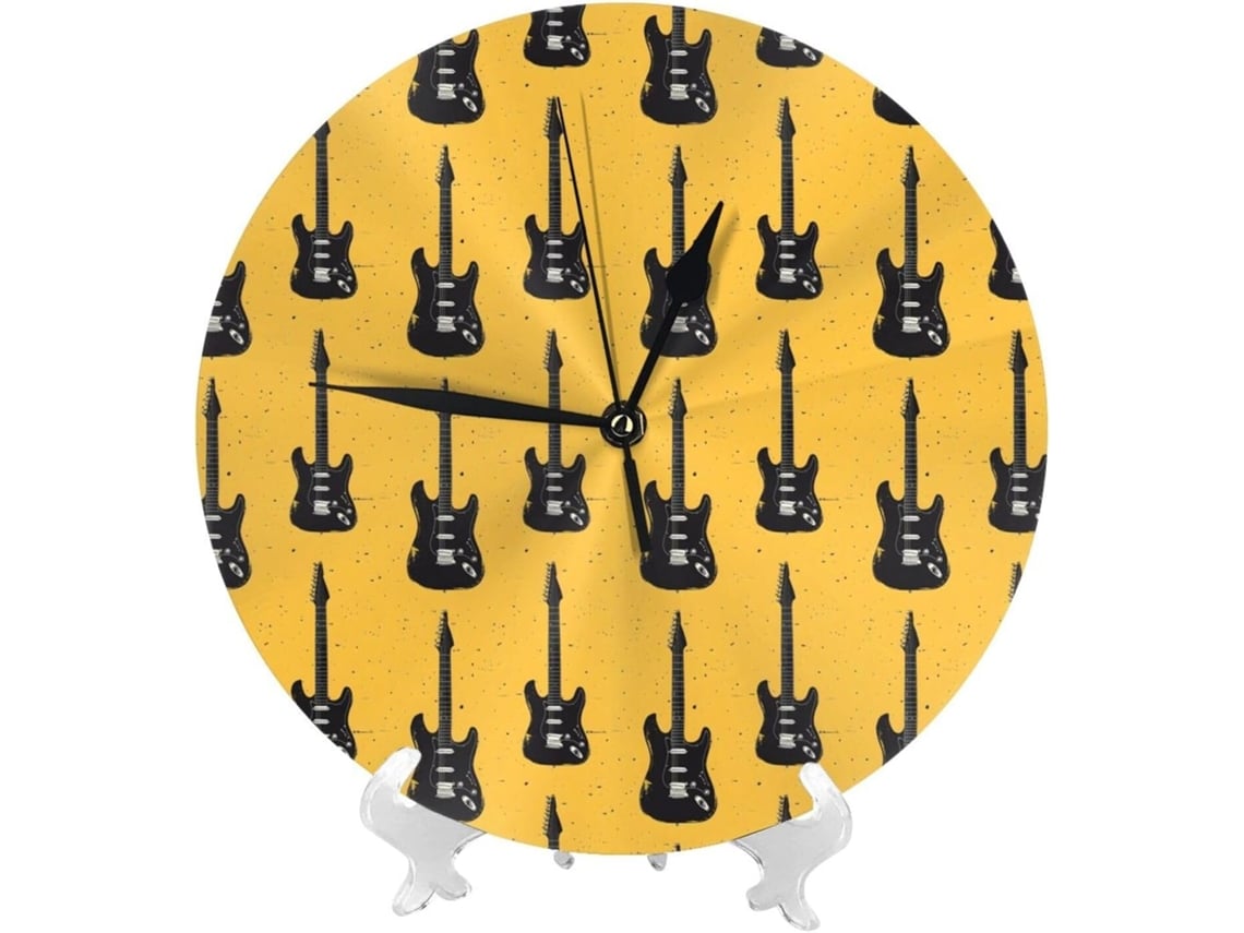 Relógio De Parede A Pilha, 25cm 10 Polegadas, Design Clássico De Guitarra, Design Moderno, Silencioso, Pequeno,