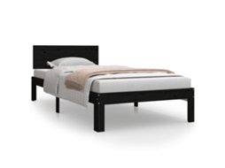 Estrutura de Cama em Madeira de Pinho Maciça Preto MAISON EXCLUSIVE (90x200 cm)