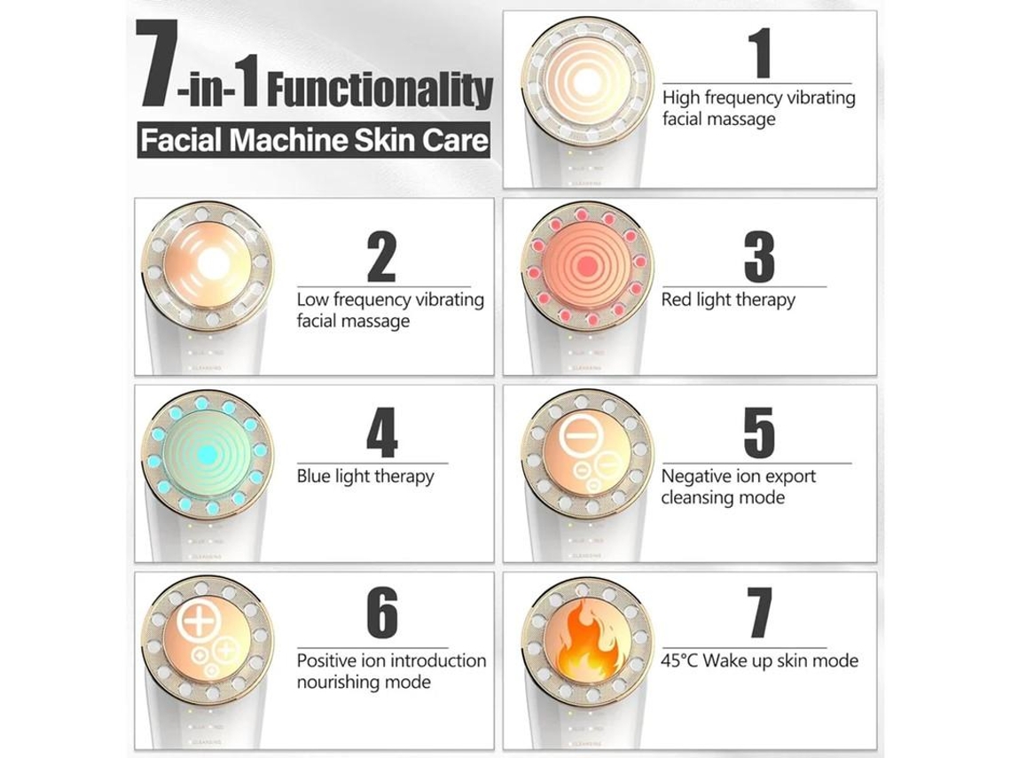 Dispositivo Facial De Microcorrente Ferramenta De Contorno Facial Antienvelhecimento 7 Em 1 Para Lifting De Rosto E Pescoço Massajador Facial Yizhood