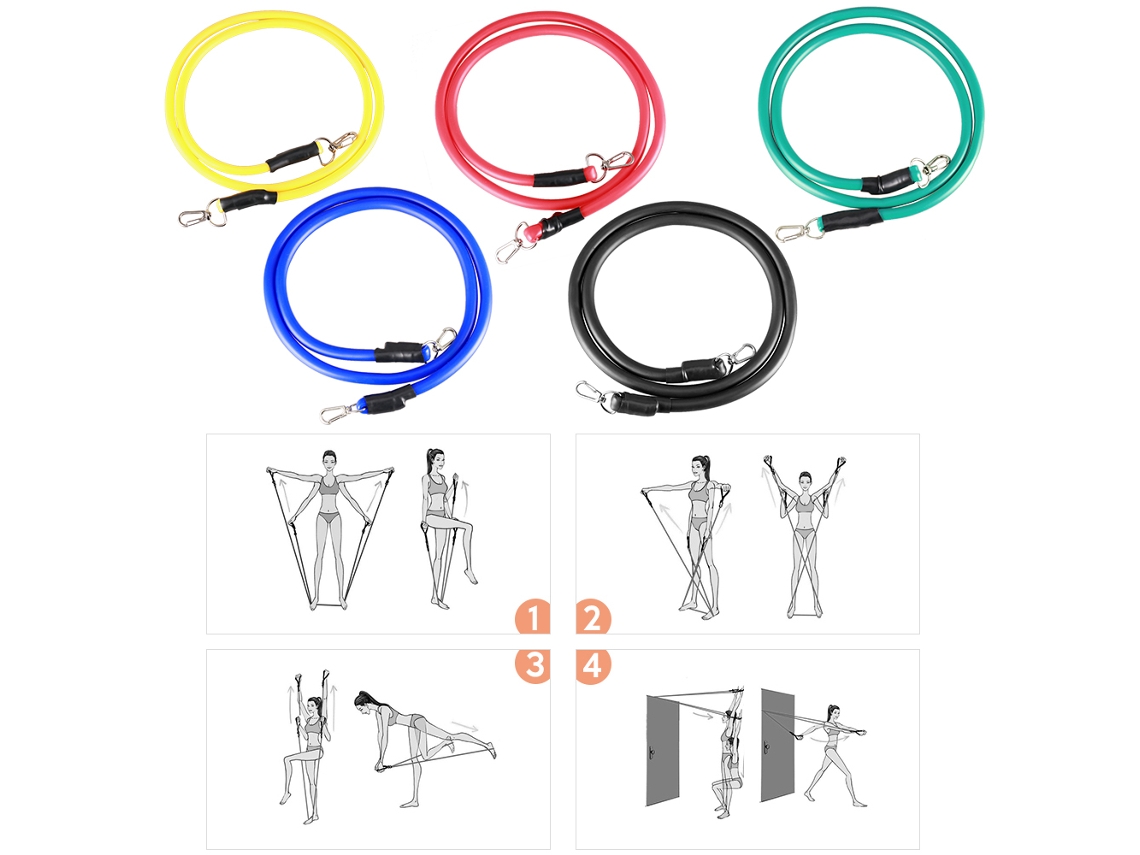 Business kit 16 Peças Bandas de Resistência Fitness com Corda de Pular Massager Rolamento Mãos Bolsa Portátil Academia Casa Viagem