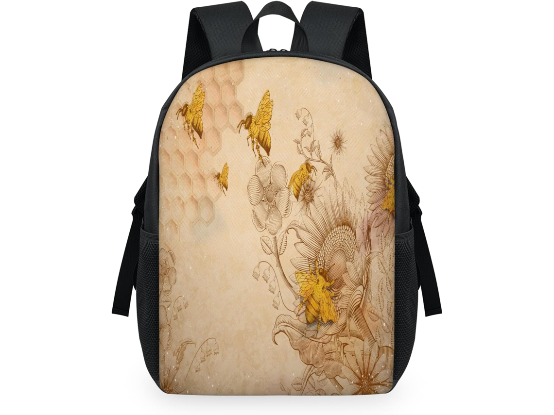 Mochila Retrô Tropicallife com Abelhas e Flores Silvestres para Crianças 32 5 X 15 X 44 9 Cm Tecido de Malha I S/MARCA