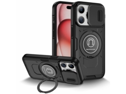 Suporte Casa Para Iphone 15 Pro Pele Sintética Magnética Preto