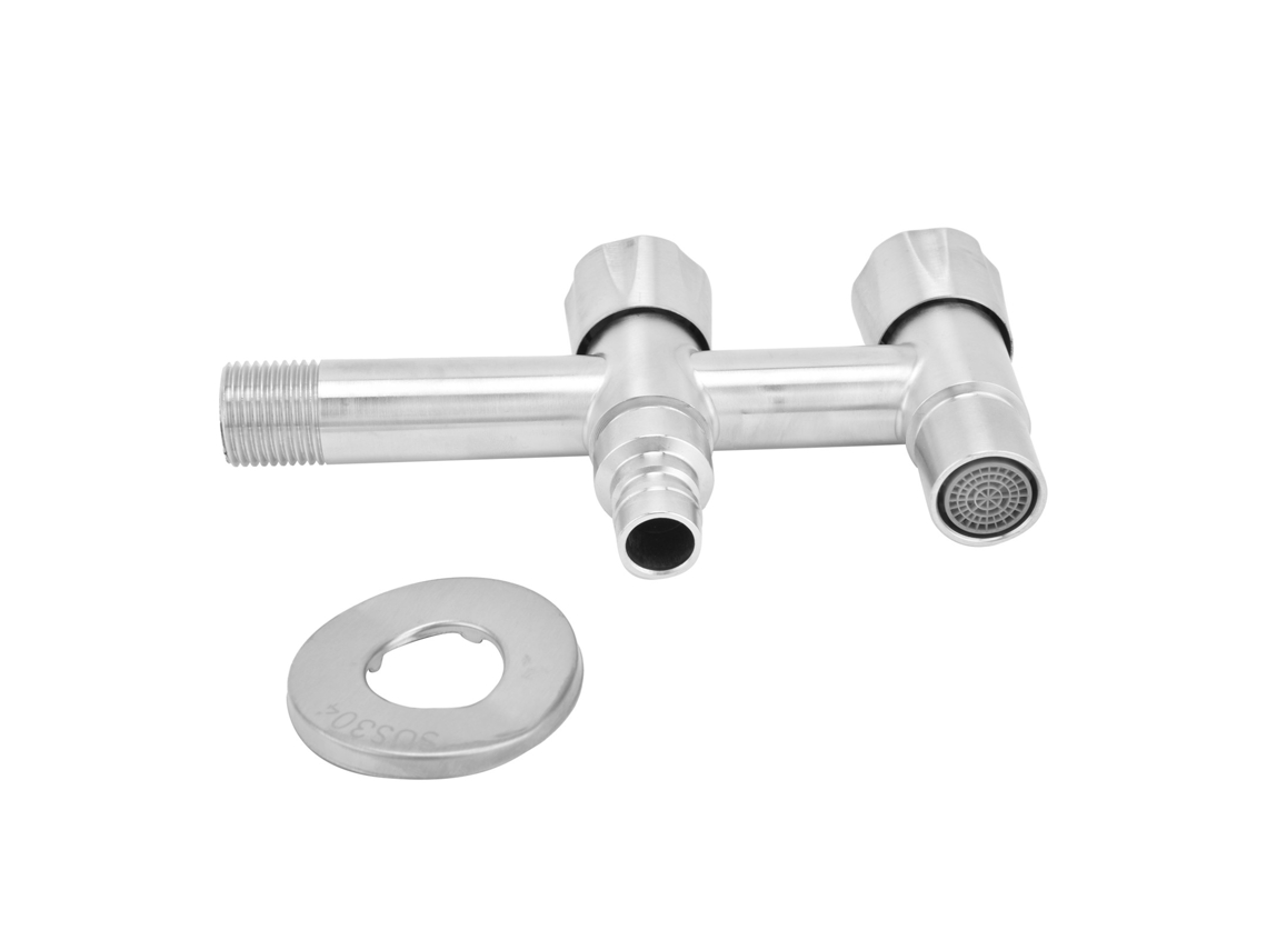 Torneira de Aço Inoxidável G1/2 com 1 Entrada e 2 Saídas S/MARCA