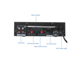 Amplificador Mali de áudio, 50W+50W, com Bluetooth, USB, SD, FM, microfone, controle remoto