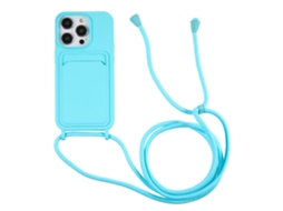 Suporte Casa Quedas Cartões Para Iphone 14 Pro Max Silicone Anti-choque Azul