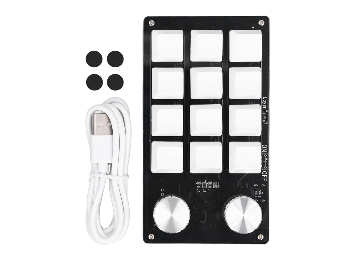 Teclado Mecânico Com 12 Teclas E Botão Rotativo Switch Vermelho Usb Programável À Prova De Poeira 5v 1a