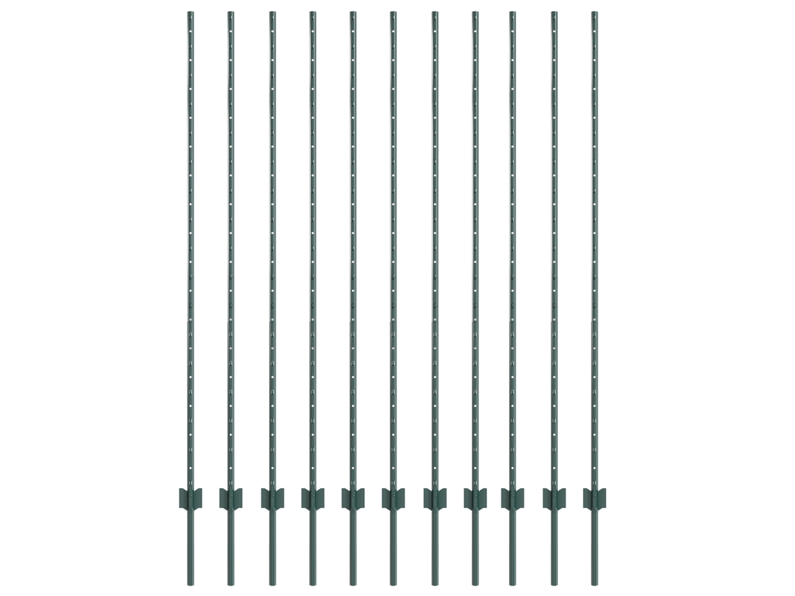 Conjunto 11 Poste De Jardim Vidaxl Verde Aço (200 Cm)
