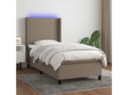 Vidaxl Cama Box Spring + Colchão/led 90x190cm Tecido Cinza-acastanhado