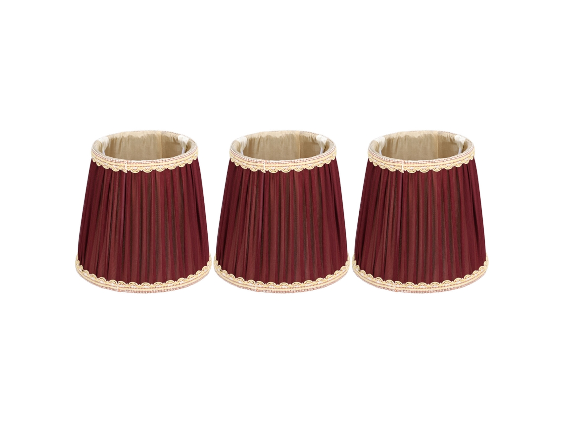 Conjunto de 3 Abajures E14 em Tecido Vermelho Vinho com Clip CHABERLU