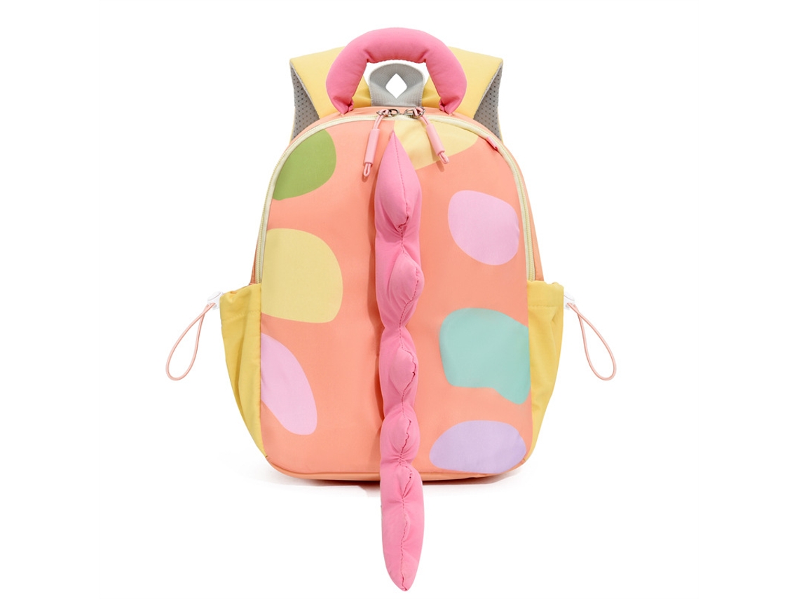 Mochila Eifson Dinossauro com Cauda 3D, 30x23x10cm, Rosa Claro