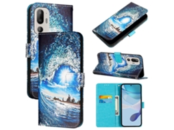 Capa De Couro Com Padrão De Desenho Colorido E Trama Lisa Para Htc U24 Pro