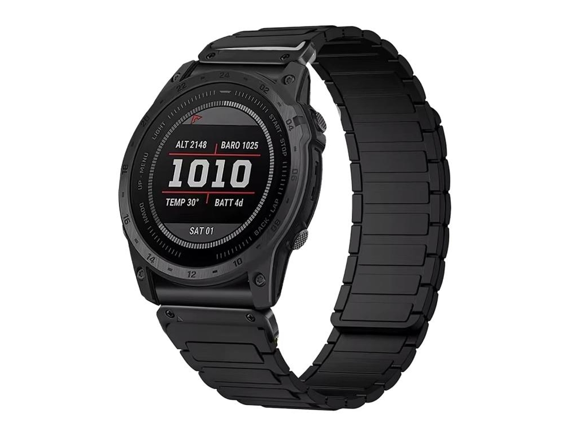 Bracelete para Garmin Silicone Magnético Três Contas Preto, Laranja e Conector Prateado XIAOMOYU (26mm)